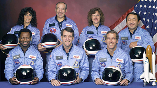 图为挑战者STS-51L最初的7名成员